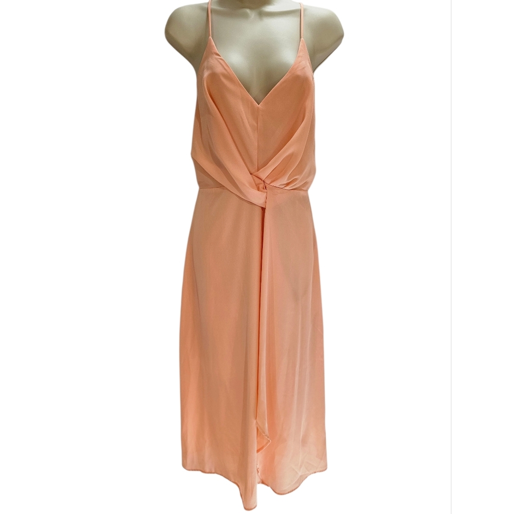 Dee Elly Peach Wrap Midi Dress, Womens Size Medium